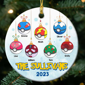 Gift For Family, Personalized Ceramic Ornament, Cartoon Ball Family Ornament, Christmas Gift 01OHTI241023 - Ornament - GoDuckee