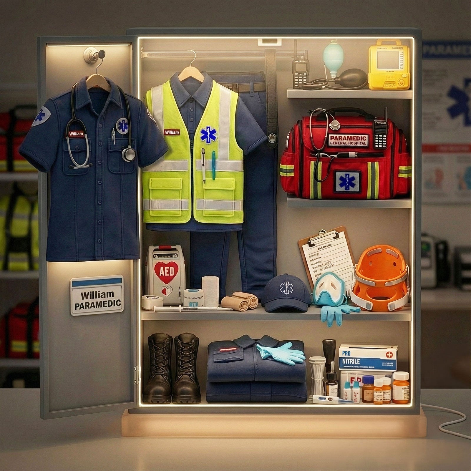 EMS Worker Personal Locker Light Box, Personalized Gifts For Paramedic & EMT 01QHTI201225 - Light Box - GoDuckee