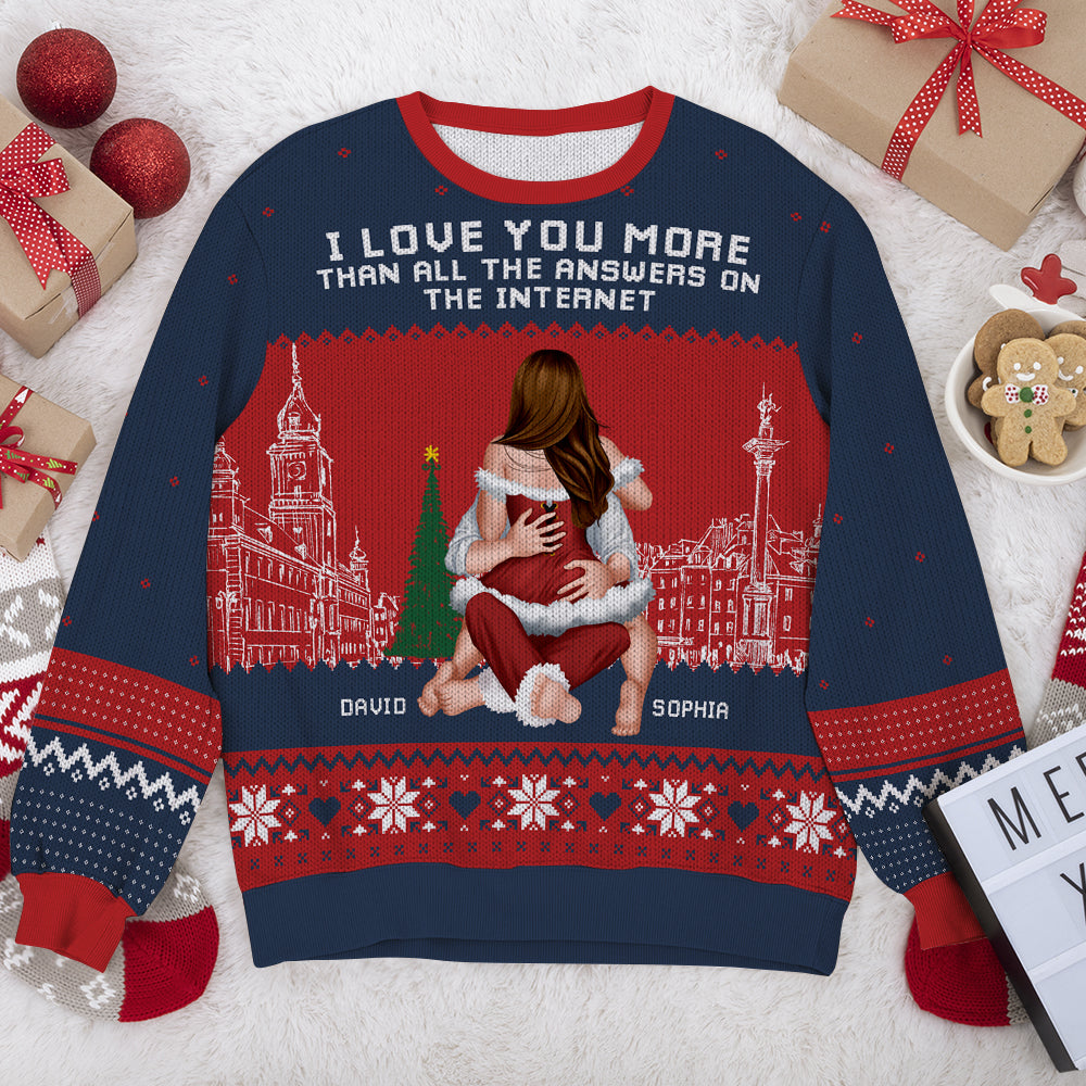 I Love You More, Personalized Knitted Ugly Sweater, Gifts For Funny Couple - AOP Products - GoDuckee