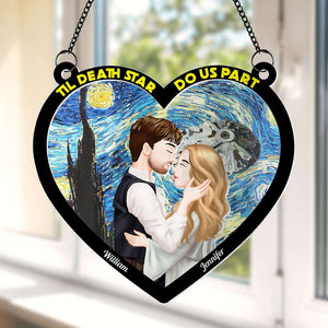 Personalized Gifts For Couple Suncatcher Window Hanging Ornament, Galaxy Couple Kissing 02NATI240724PA - Ornament - GoDuckee