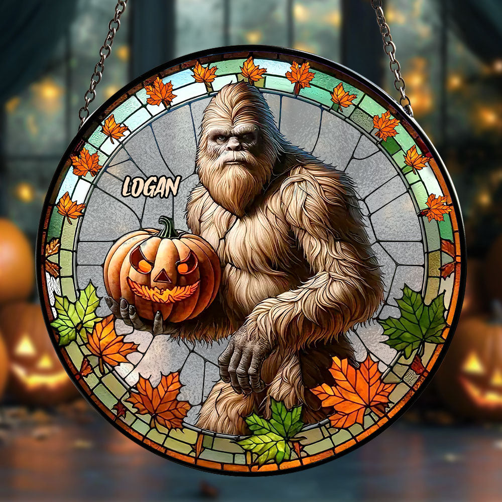 Personalized Big Foot Round Stained Glass 04NATI270824 - Ornament - GoDuckee