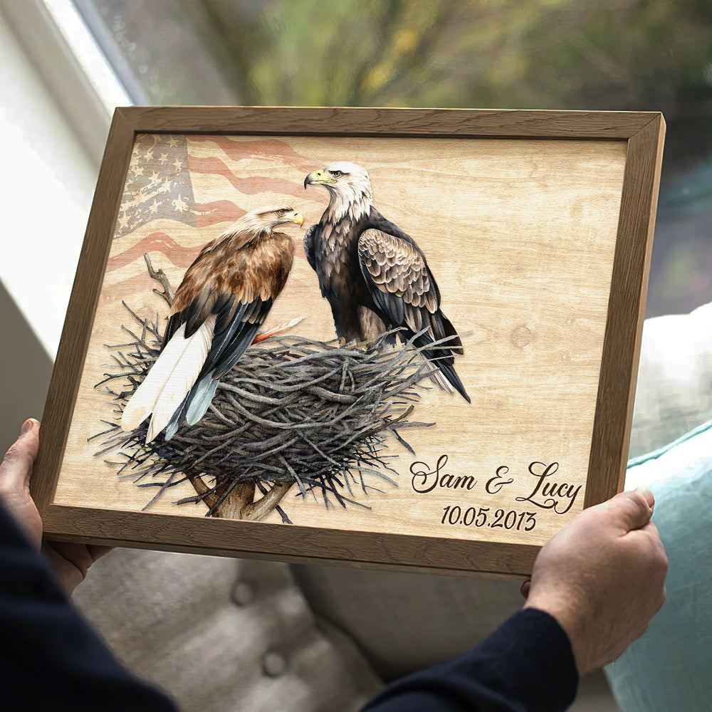 Gift For Couple, Personalized Poster, Eagle Couple Canvas Print, Couple Gift - Poster & Canvas - GoDuckee