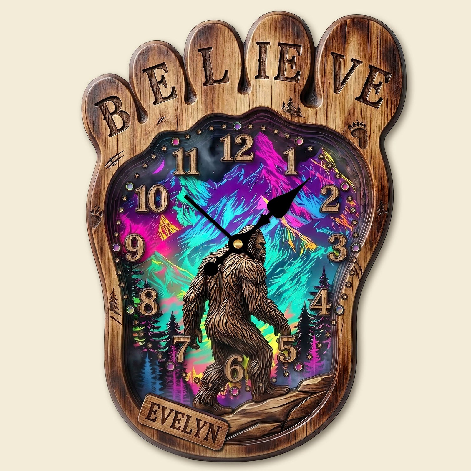 Sasquatch Acrylic Hanging Wall Clock - Personalized Gifts For Bigfoot Lovers 02huti200326 - Hanging Wall Clock - GoDuckee