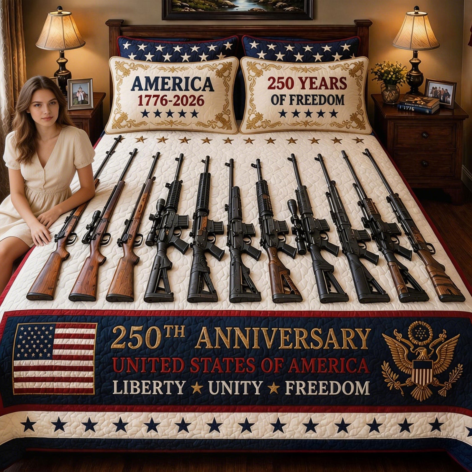 250 Years Of Freedom Quilt Bed Set - Personalized Gifts For Patriots 04tyti210426 - Bedding Set - GoDuckee