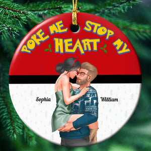 Stop My Heart, Couple Gift, Personalized Ceramic Ornament, Hugging Couple Ornament, Christmas Gift 03OHTI161023DA TT - Ornament - GoDuckee