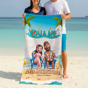 Happy Couple Beach Towel - Personalized Gifts For Couple 01qhti140725 - Beach Towel - GoDuckee
