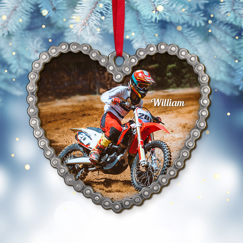 Custom Motocross Photo Ornament, Christmas Gift - Ornament - GoDuckee