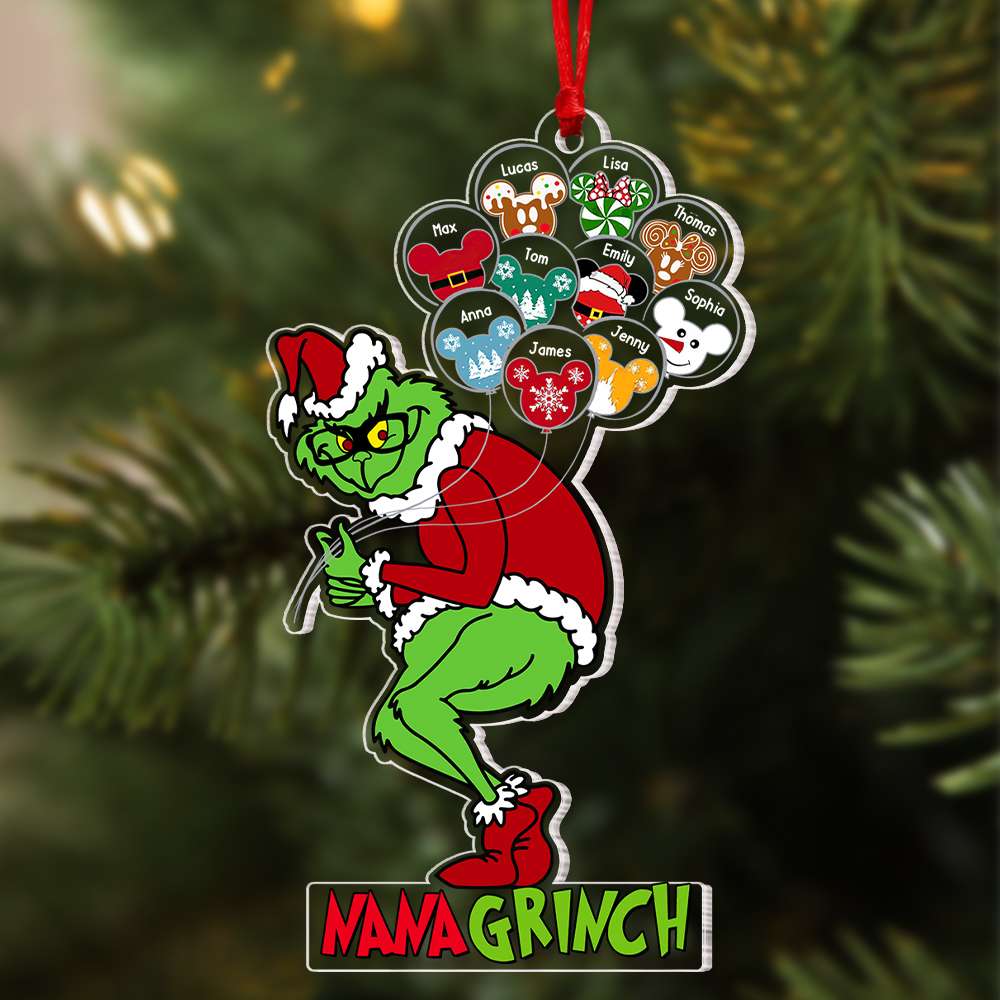 Gift For Family, Personalized Acrylic Ornament, Green Monster Balloon Family Ornament, Christmas Gift 03NATI160923 - Ornament - GoDuckee