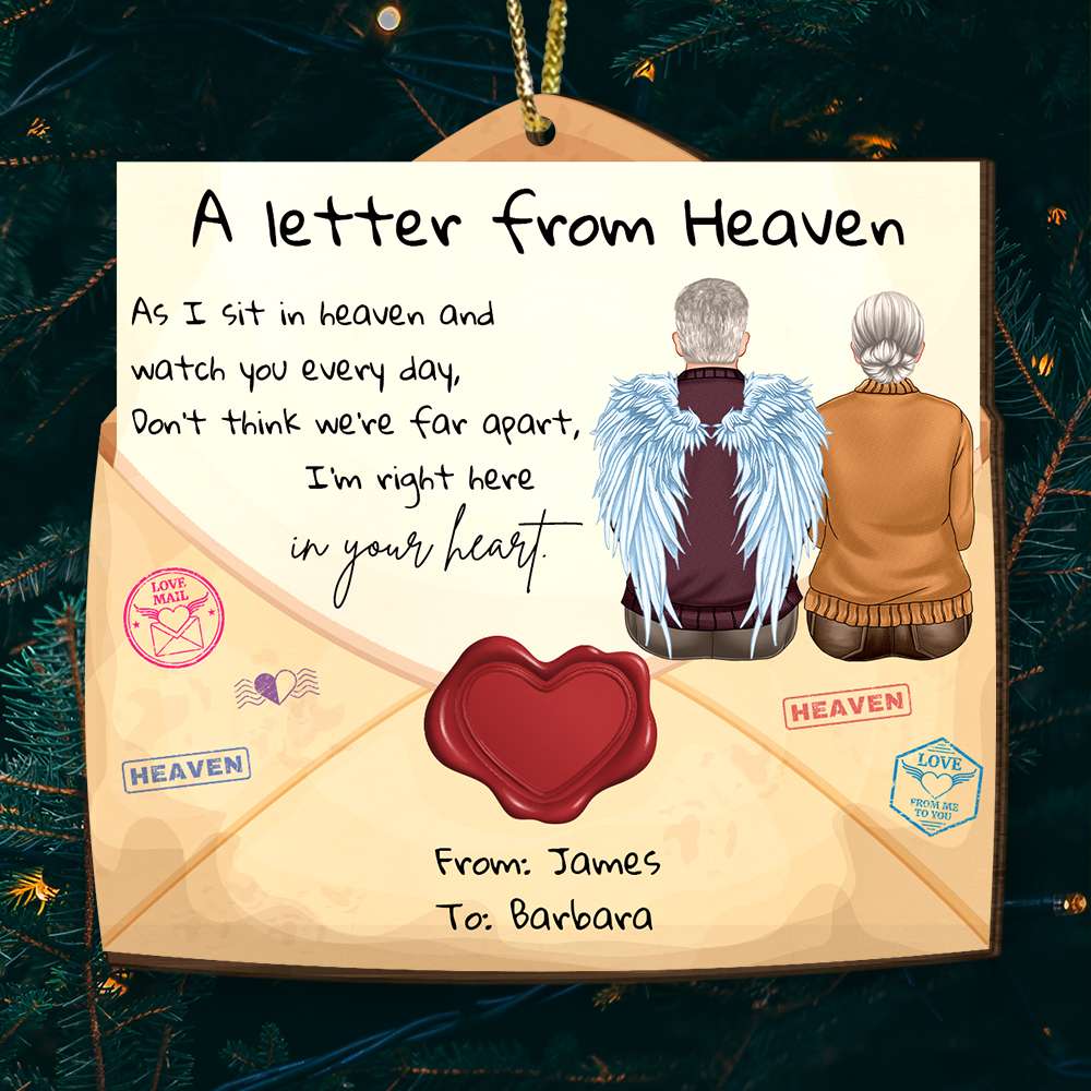 A Letter From Heaven, Personalized Wood Ornament, Gift For Heaven - Ornament - GoDuckee