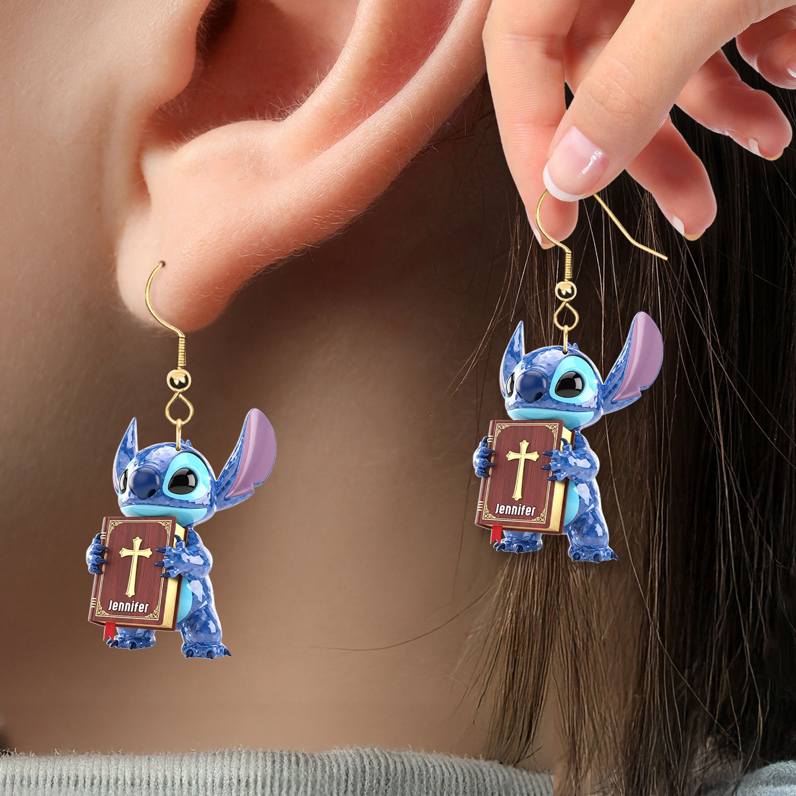 Blue Alien Earrings - Personalized Gifts For Jesus Lovers 03nati090725 - Earrings - GoDuckee