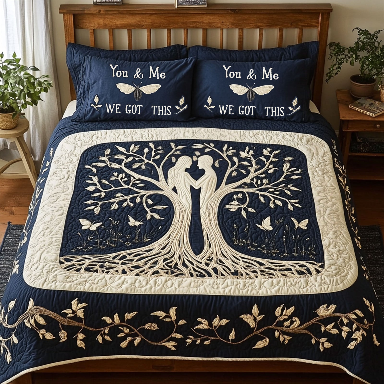 Tree Couple Quilt Bedding Set - Gifts For Couple 03tgti140725 - Blanket - GoDuckee