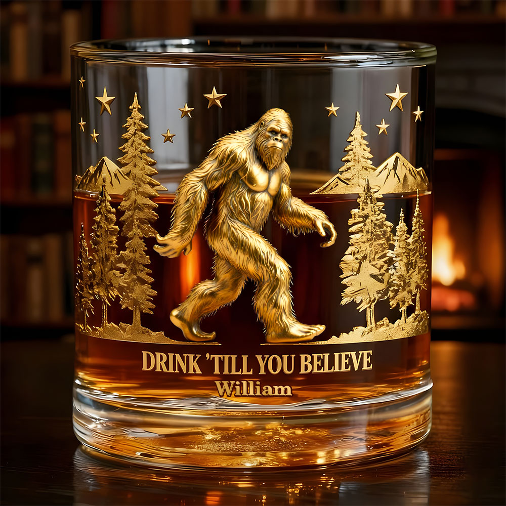 Jolly Sasquatch Whikey Glass, Personalized Christmas Gifts For Bigfoot Seekers 03QHTI301025 - Glass - GoDuckee
