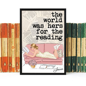 The World Was Her For The Reading Personalized Canvas Print Gift For Book Lovers - Poster & Canvas - GoDuckee