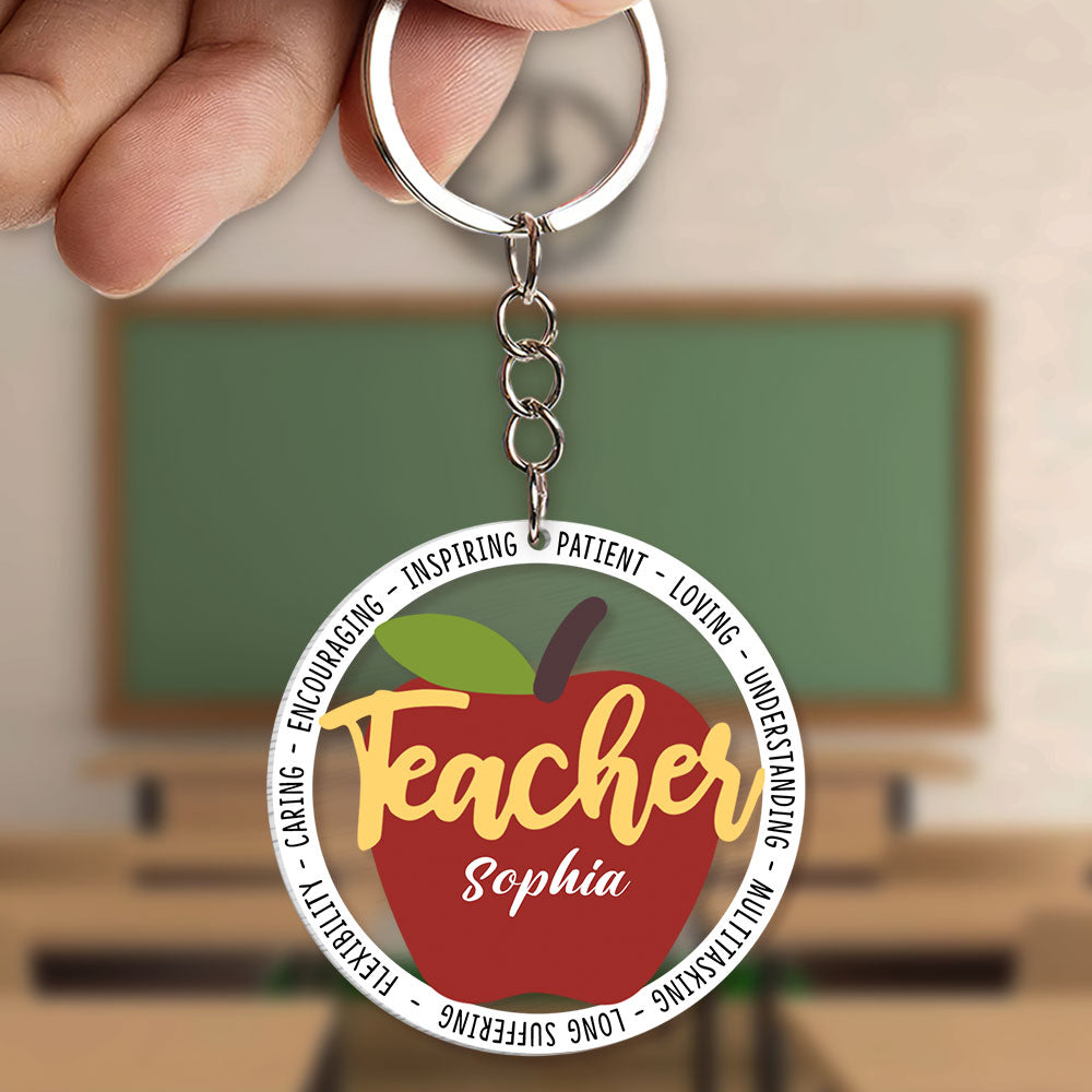 Inspiring Patient Loving - Personalized Teacher Keychain - Gift For Teacher - Keychains - GoDuckee