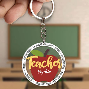 Inspiring Patient Loving - Personalized Teacher Keychain - Gift For Teacher - Keychains - GoDuckee