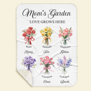 Personalized Gifts For Mom Blanket Mom's Garden 05acti121224 - Blanket - GoDuckee