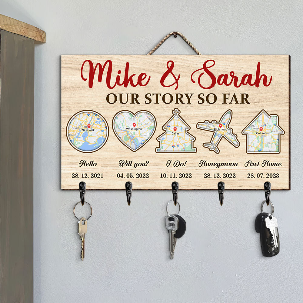 Personalized Gift For Couple Wood Key Hanger 02OHTI210624 - Wood Sign - GoDuckee