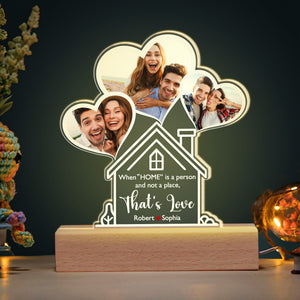 When "HOME" Is A Person And Not A Place, Couple Gift, Personalized Led Light, Custom Couple Photo Led Light - Led Night Light - GoDuckee