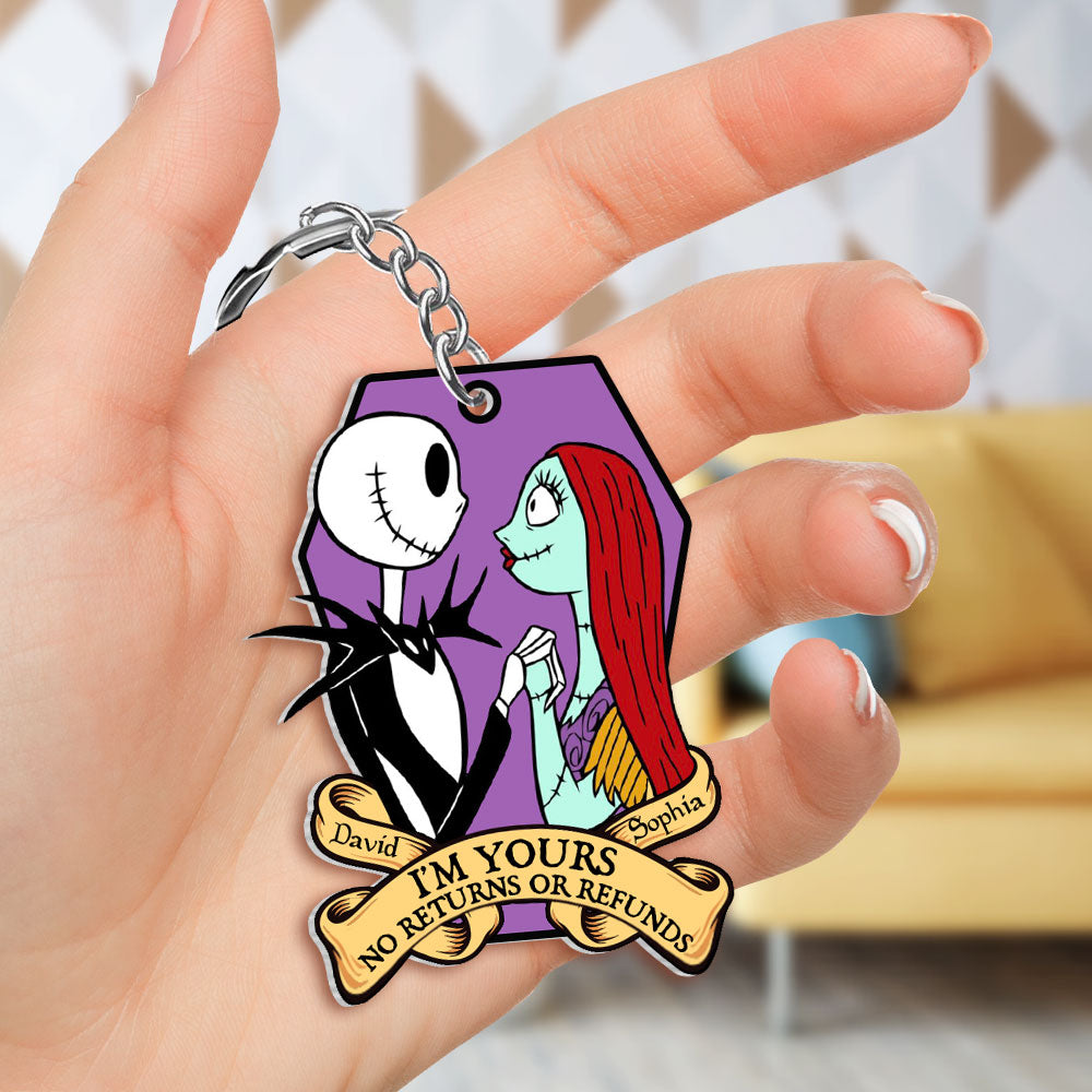 I'm Yours, No Returns Or Refunds, Gift For Couple, Personalized Keychain, Spooky Couple Keychain 03NATI070723 - Keychains - GoDuckee