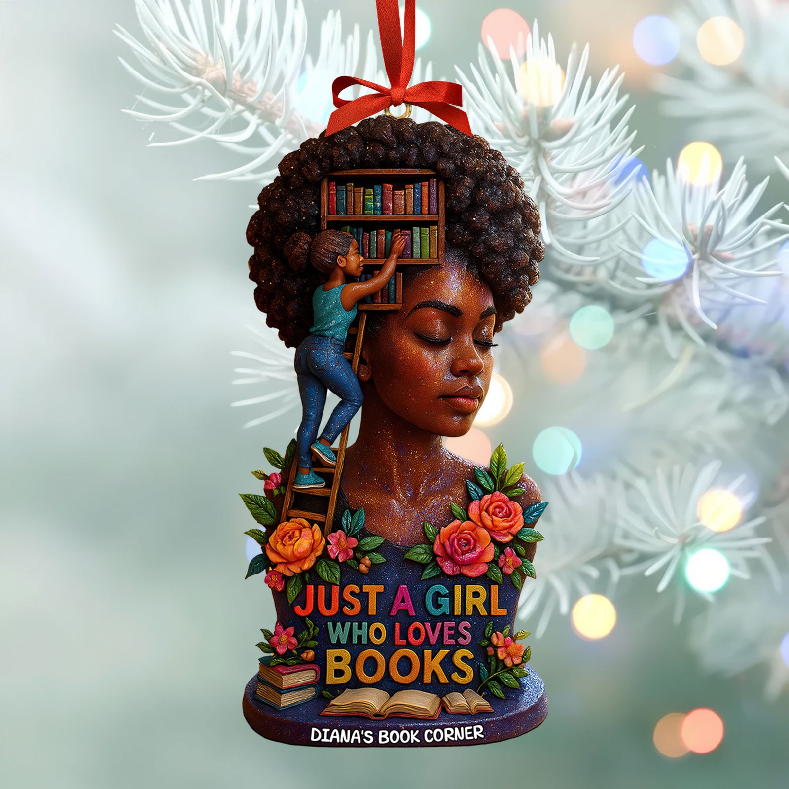 Book Girl Ornament - Personalized Gifts For Book Lovers 04huti190925 - Ornament - GoDuckee