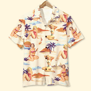 Pin Up Girl, Beach Girl Hawaiian Shirt, Summer Gift - Hawaiian Shirts - GoDuckee