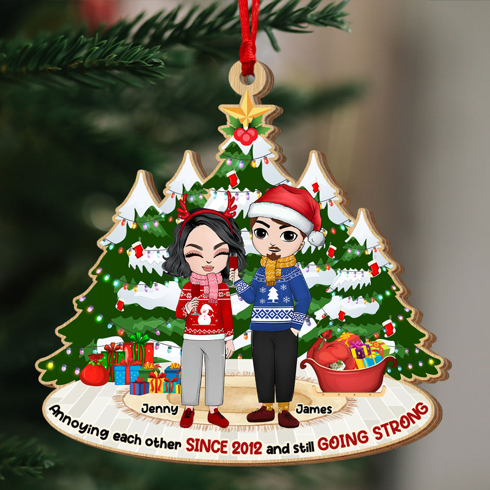 Annoying Each Other, Couple Gift, Personalized Wood Ornament, Christmas Tree Couple Ornament, Christmas Gift - Ornament - GoDuckee