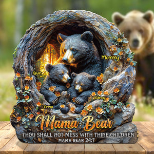 Personalized Gifts For Mom Acrylic Plaque, Mama & Her Cubs - Shaped Plaques - GoDuckee
