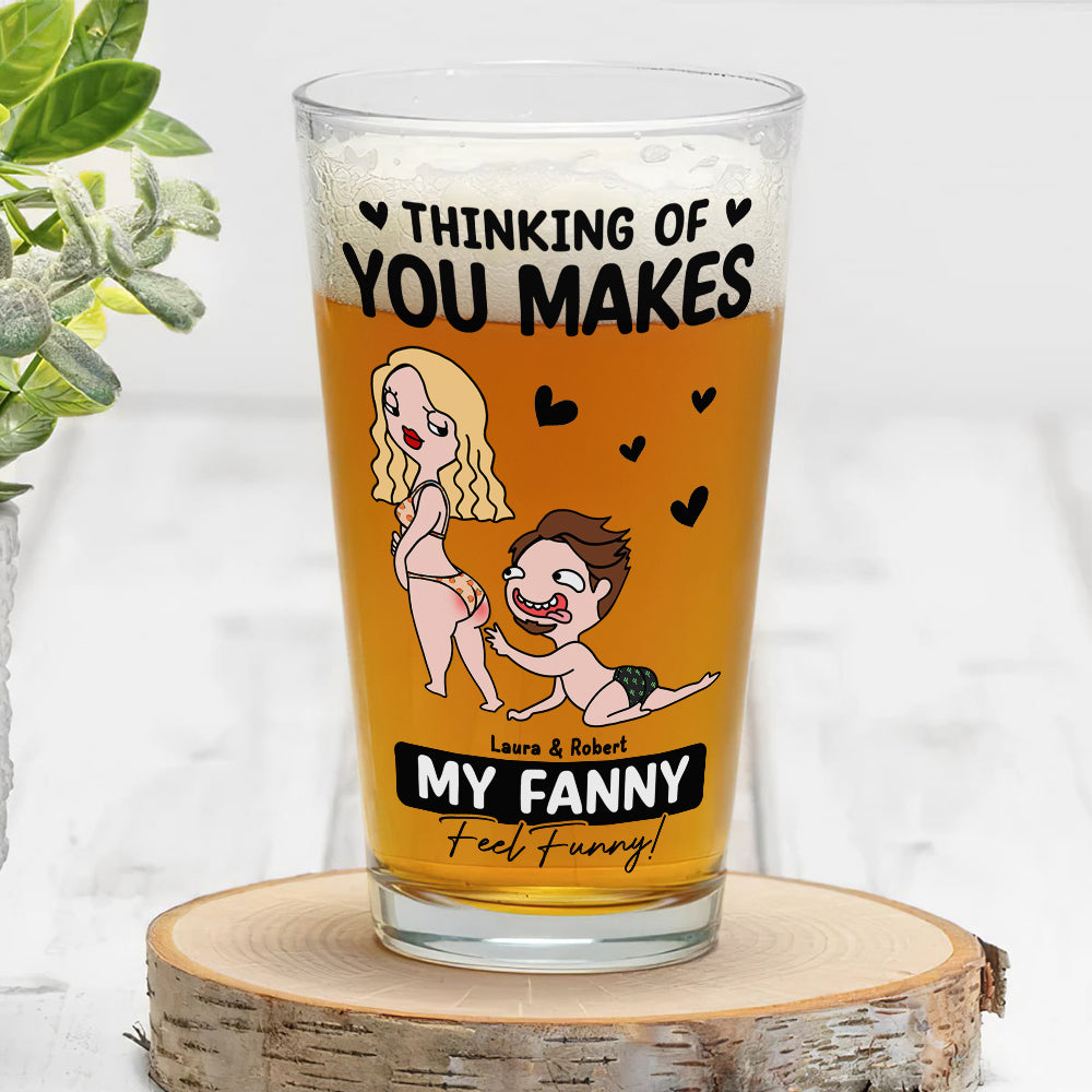 Personalized Gifts For Couple Beer Glass 05HUTI080824HH Couple Acting Naughty - Beer Glasses - GoDuckee