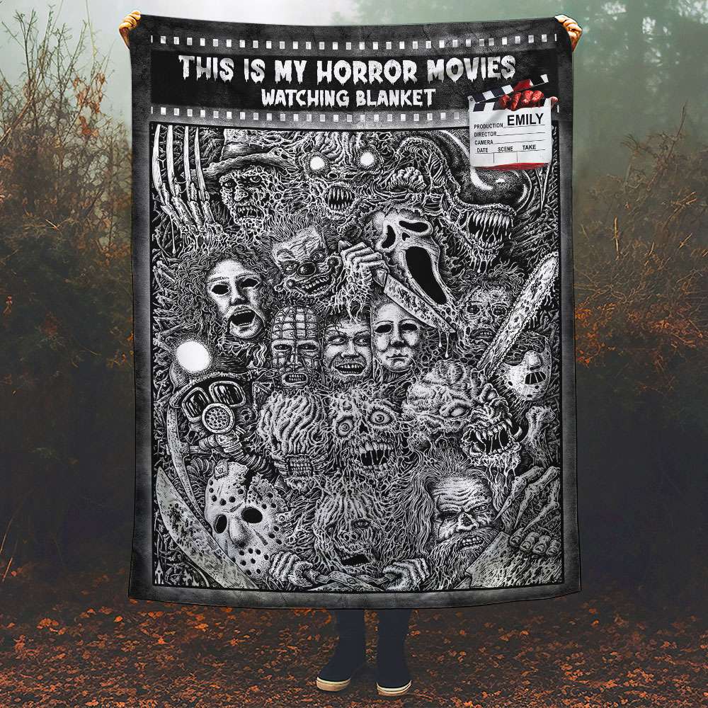 This Is My Horror Movies Watching Blanket, Gift For Horror Movie Fan, Personalized Blanket, Custom Name Horror Blanket 03HUTI200723 - Blanket - GoDuckee