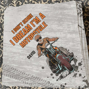 I Don't Snore, I Dream I'm A Motocycle, Gift For Motorcycle Lover, Personalized Blanket, Driving Motorcycle Man Blanket - Blanket - GoDuckee