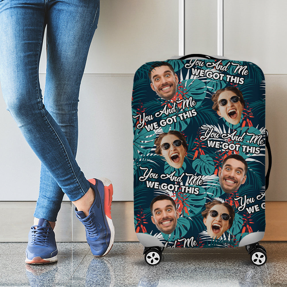 Personalized Gifts For Couple Luggage Cover Custom Face Hawaiian Tropical Summer 03XQTI160724 - Luggage Covers - GoDuckee