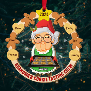 Grandma's Cookie Tasting Crew, Gift For Grandma, Personalized Ornament, Cookie Grandkids Mixed Ornament, Christmas Gift - Ornament - GoDuckee