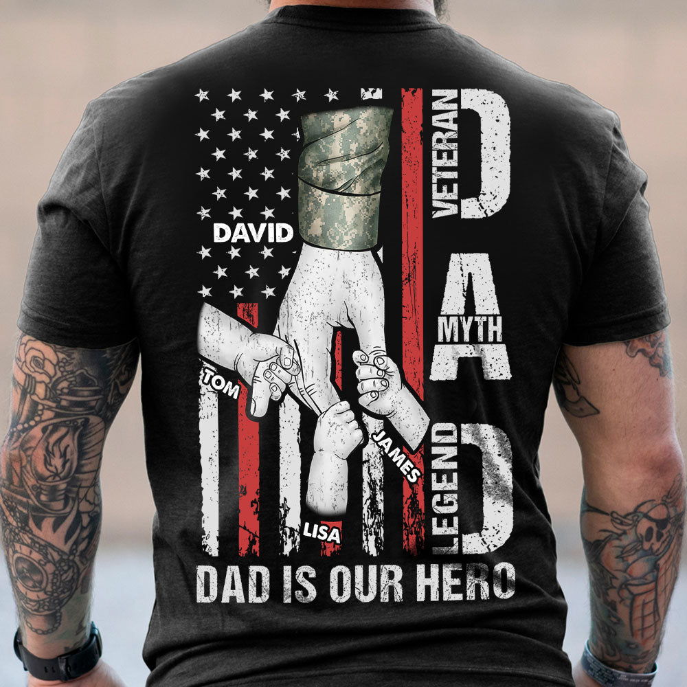 Dad Veteran Myth Legend, Personalized Shirt, Gift For Dad, Holding Hands With Dad Shirt - Shirts - GoDuckee