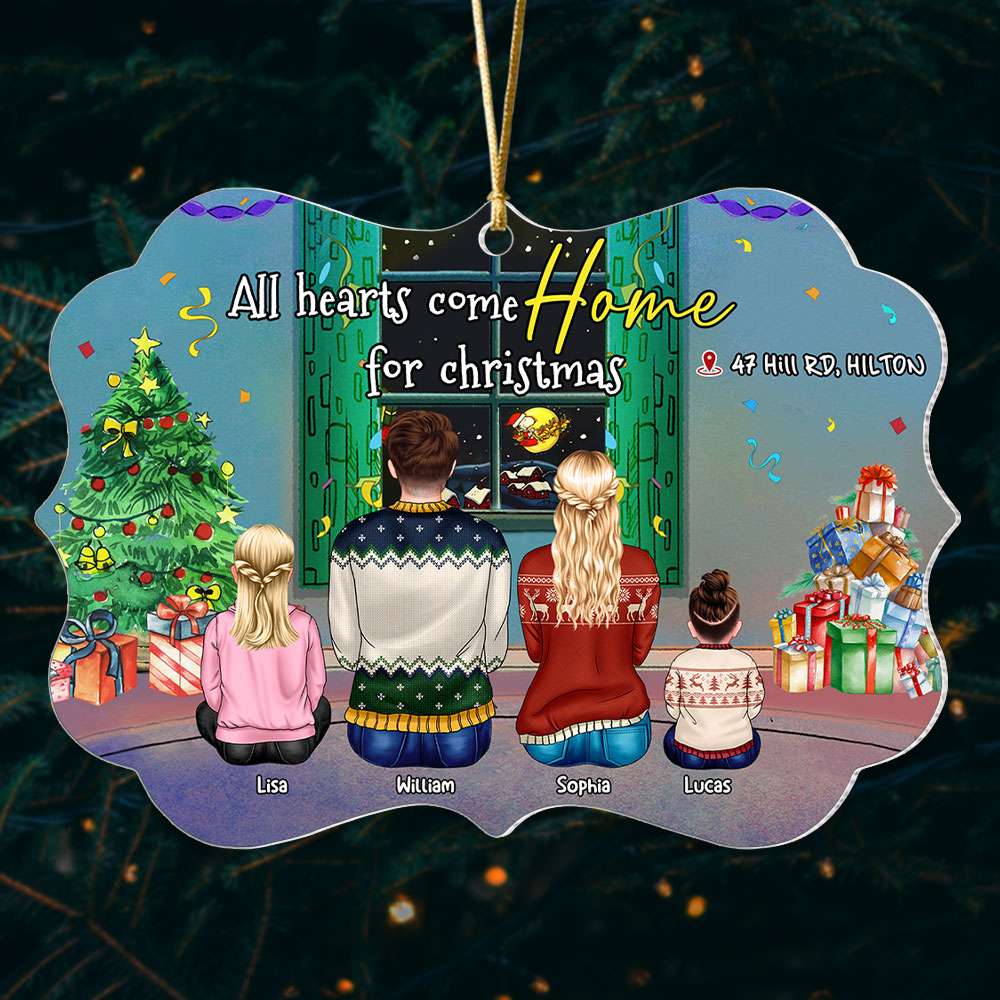 All Hearts Come Home For Christmas, Gift For Family, Personalized Acrylic Ornament, Family Ornament, Christmas Gift - Ornament - GoDuckee