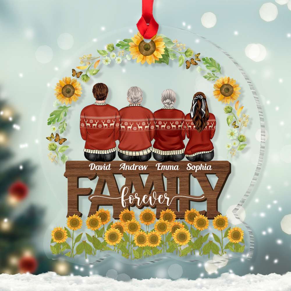 Family Forever, Gift For Family, Personalized Ornament, Sunflower Family Ornament, Christmas Gift 02DNDT111122TM - Ornament - GoDuckee