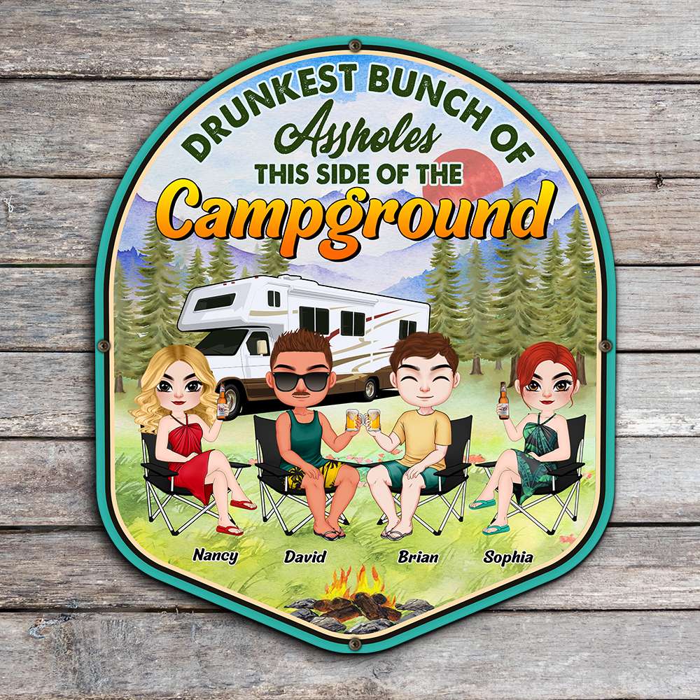 This Side Of The Campground, Personalized Metal Wall Art, Camping Friends, Gifts For Friend - Metal Wall Art - GoDuckee