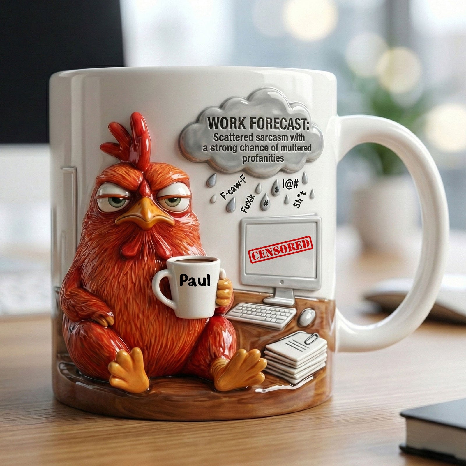 Attitude Rooster Office Worker Work Forecast Coffee Mug, Personalized Gifts For Coworker 05QHTI230126 - Coffee Mug - GoDuckee