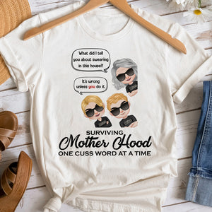 Surviving Motherhood One Cuss Word At A Time Personalized Shirt Gift For Mom - Shirts - GoDuckee