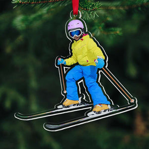 Custom Photo Skiing Player, Personalized Ornament, Gifts For Skiing Player - Ornament - GoDuckee