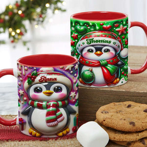 Personalized Gifts For Penguin Lovers, Red Accent Mug 3D Xmas Penguins 04HUTI200824 - Coffee Mug - GoDuckee