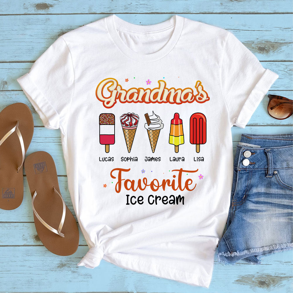 Grandma's Favorite Ice Cream, Gift For Grandma, Personalized Shirt, Ice Cream Grandkids Shirt 03NATI190723 - Shirts - GoDuckee