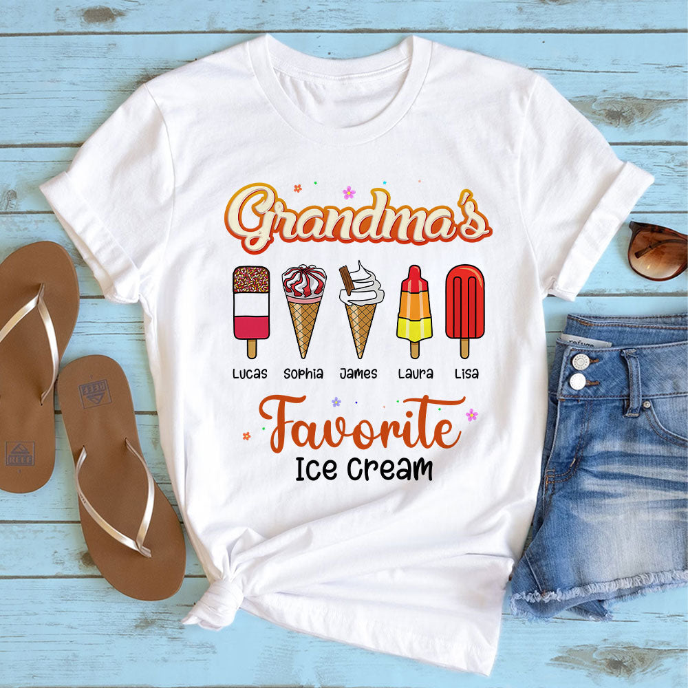 Grandma's Favorite Ice Cream, Gift For Grandma, Personalized Shirt, Ice Cream Grandkids Shirt 03NATI190723 - Shirts - GoDuckee