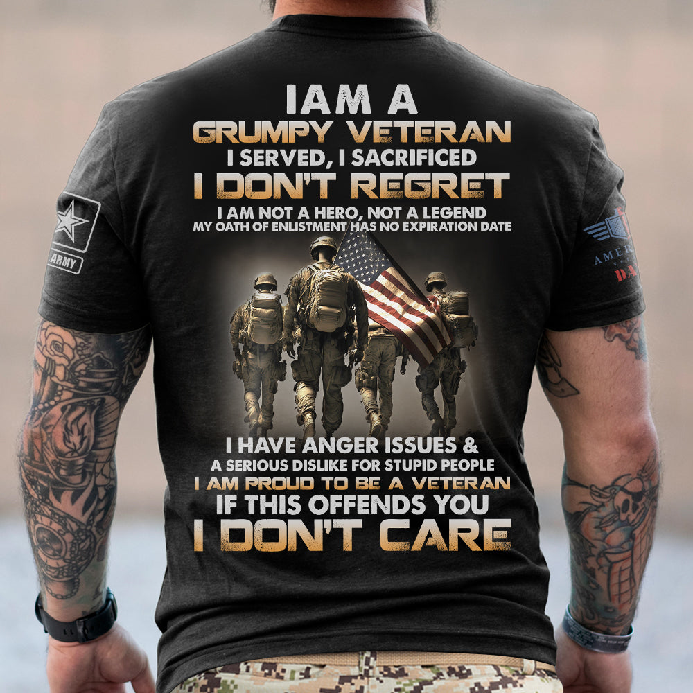 I Am A Grumpy Old Veteran I Served I Sacrificed, Personalized 3D Shirt 06ACDT100823 - AOP Products - GoDuckee