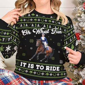 Custom Photo Gifts For Horse Riding Lovers Ugly Sweater 03pgti091024 - Ugly Christmas Sweater - GoDuckee