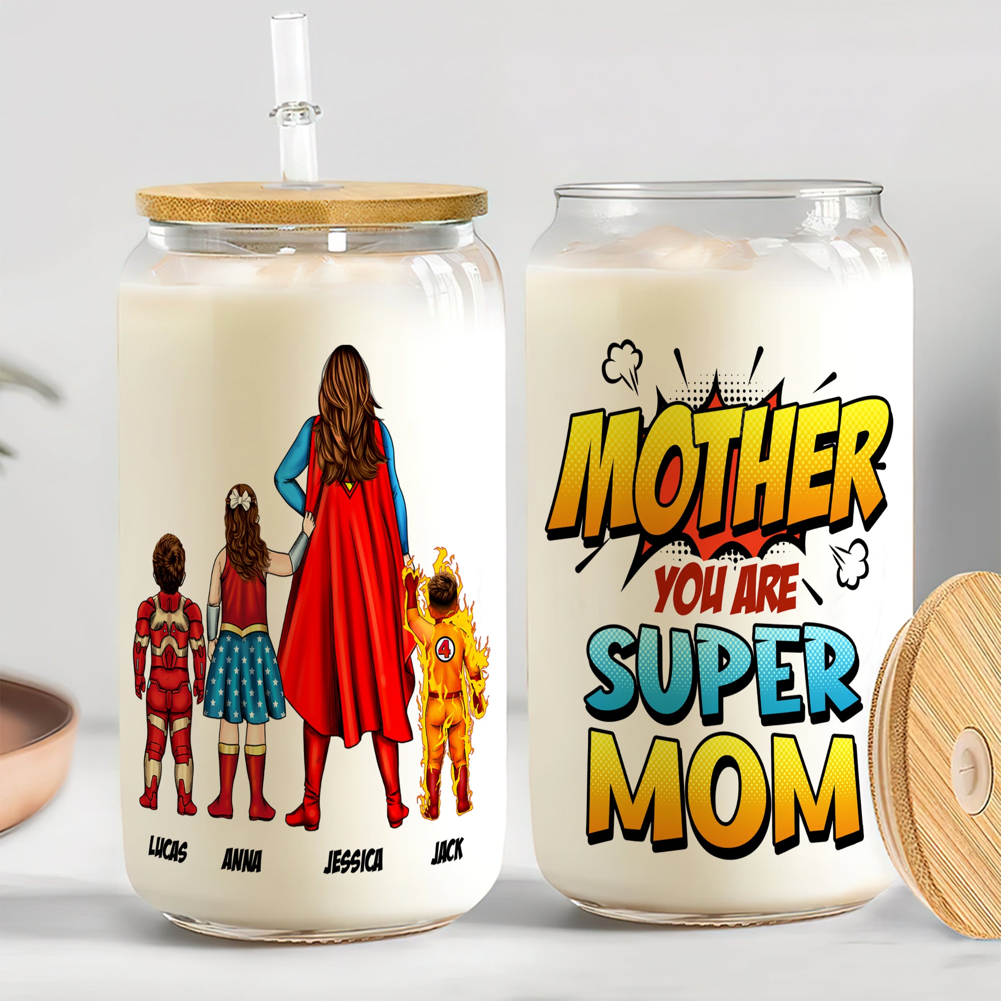 Personalized Gifts For Mom Glass Can Mother You Are Super Mom 06ACTI220324PA - Drinkware - GoDuckee