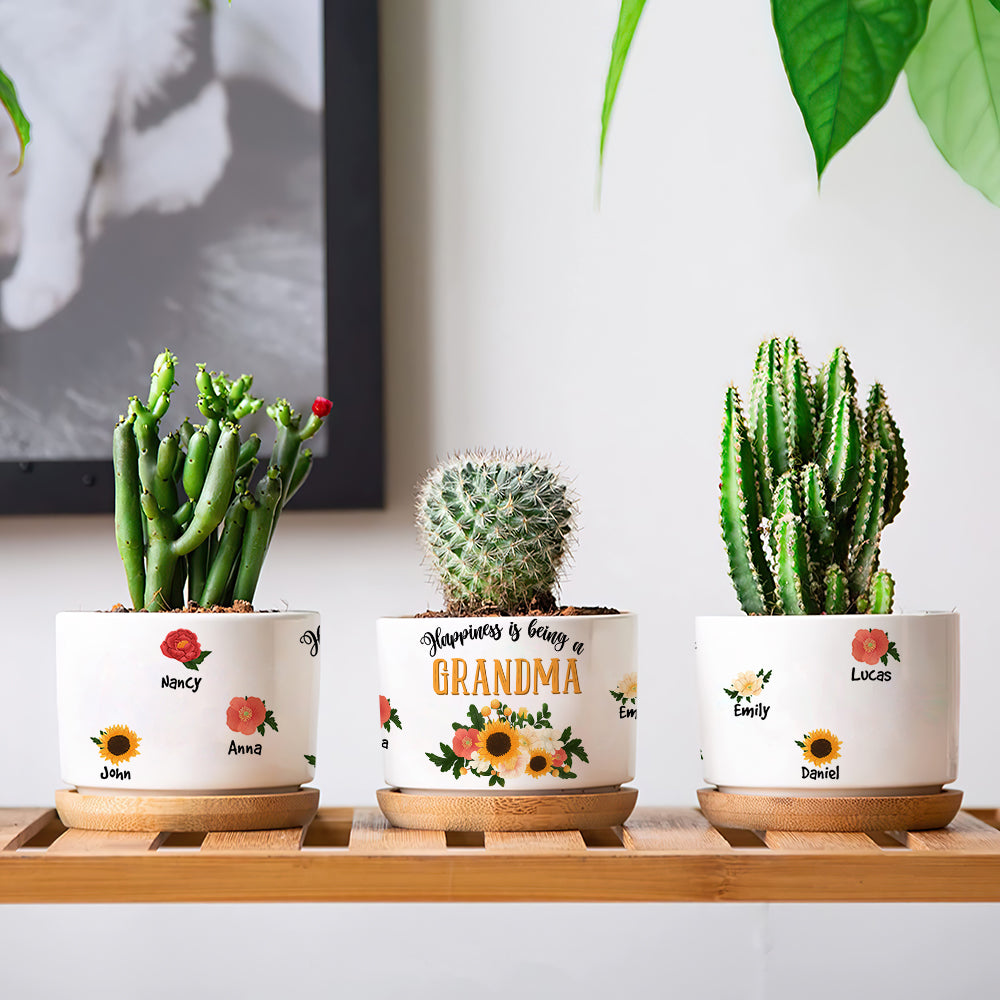 small cute plant pots Happiness Is Being A Grandma Personalized Plant Pot Gift For Grandma