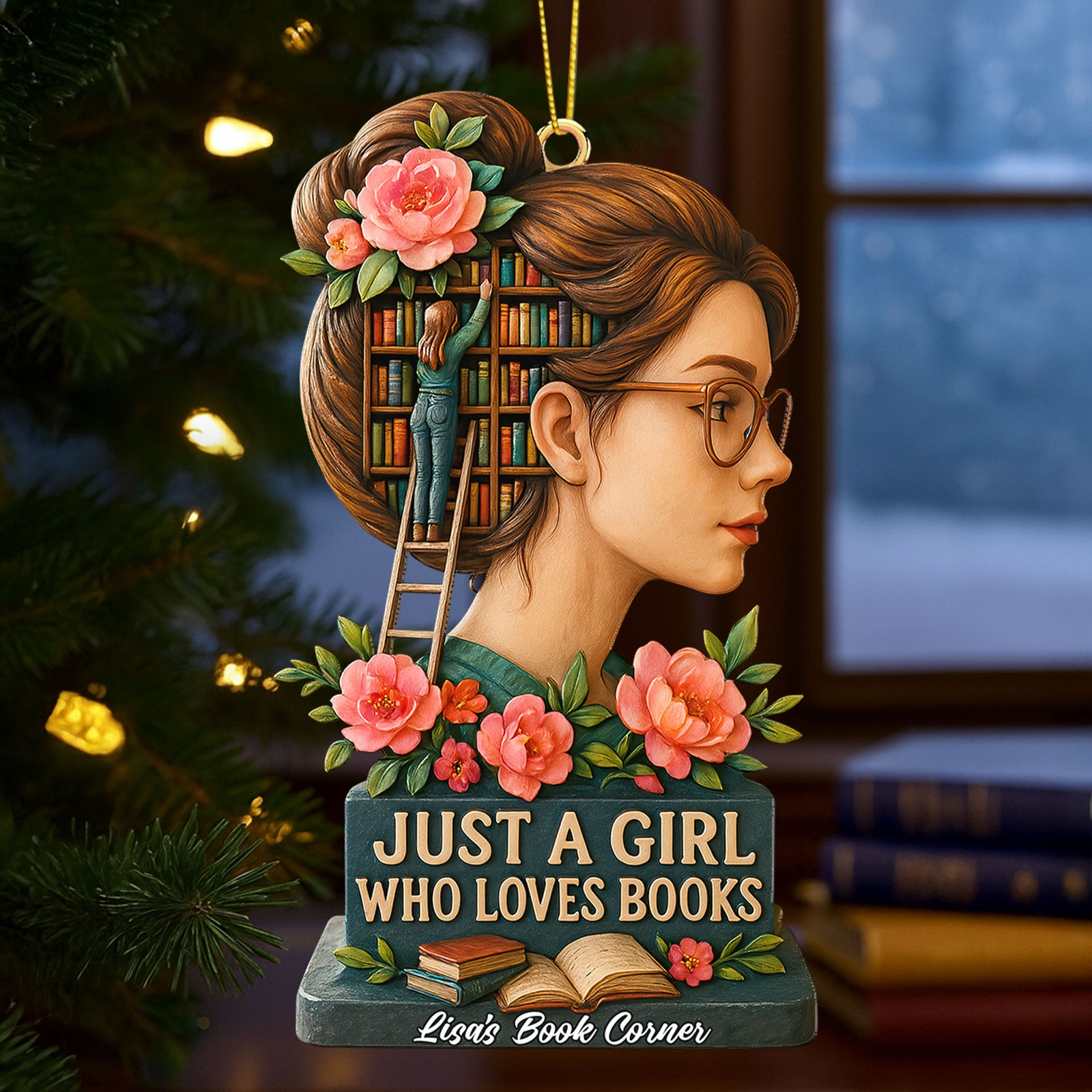 Book Girl Ornament - Personalized Gifts For Book Lovers 05huti170925 - Ornament - GoDuckee