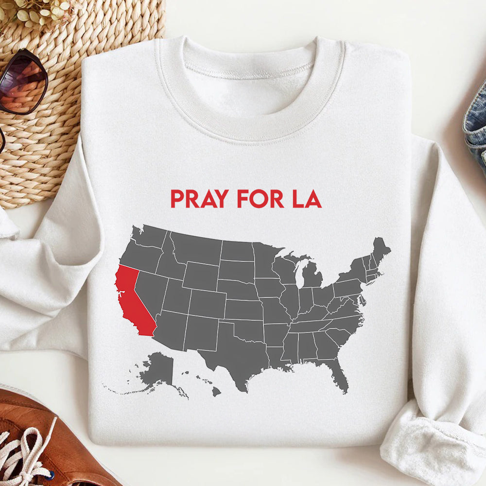 Pray for California Los Angeles Fire Strong Shirt California Map Shape - Shirts - GoDuckee