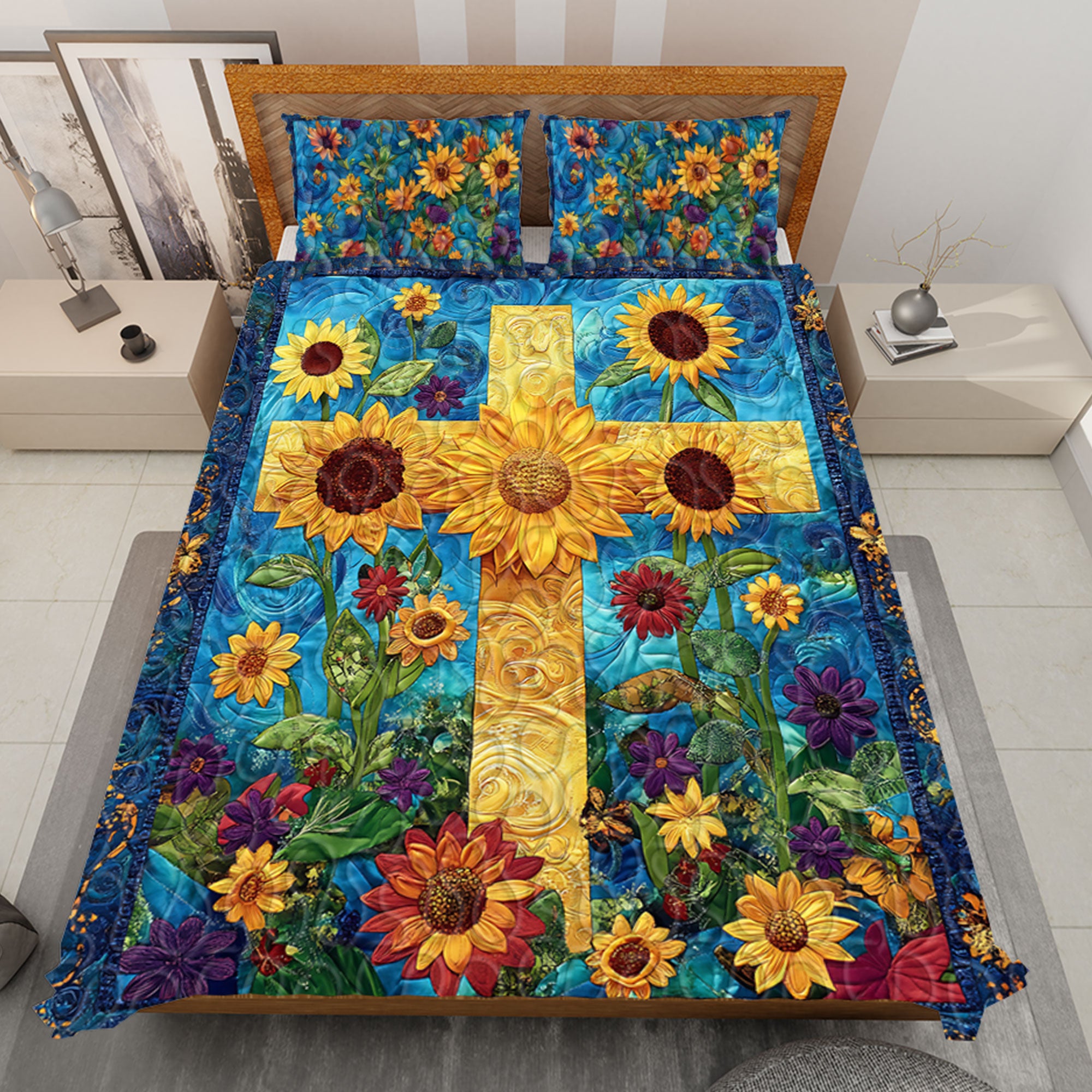 Christmas Gifts Sunflowers Quilt Bedding Set Special Line 03HUTI051124 - Blanket - GoDuckee