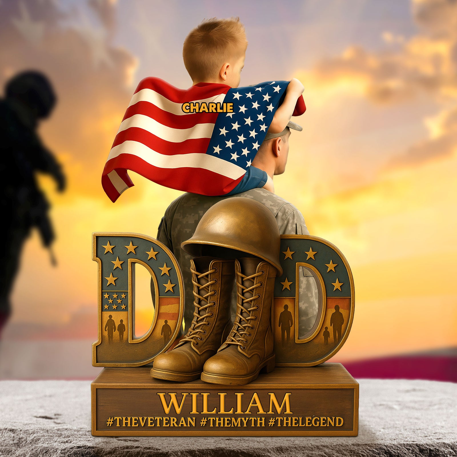 Veteran Dad Plaque - Personalized Gifts For Dad 02ohti090525 - Shaped Plaques - GoDuckee